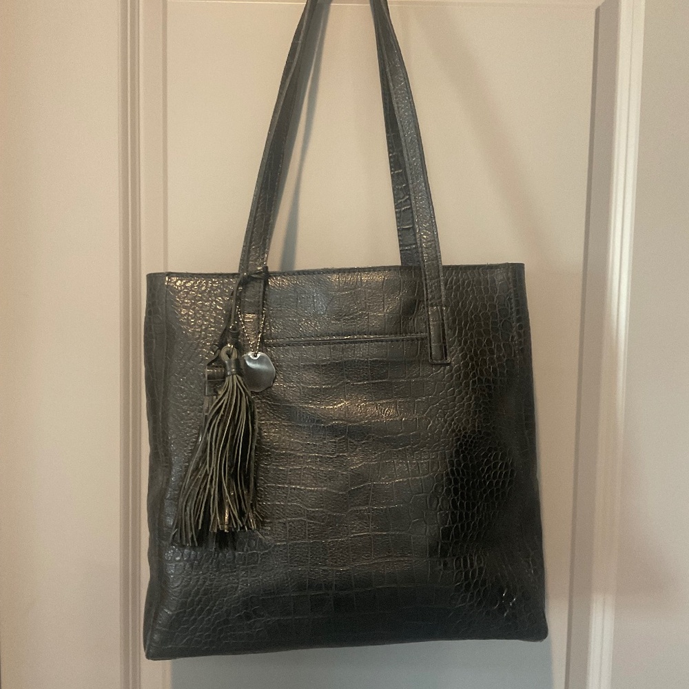 Patricia Nash Black Leather Tote